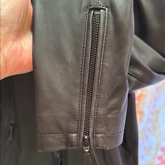 Black Leather Mojo Jacket by Halogen - Picture 5 of 6